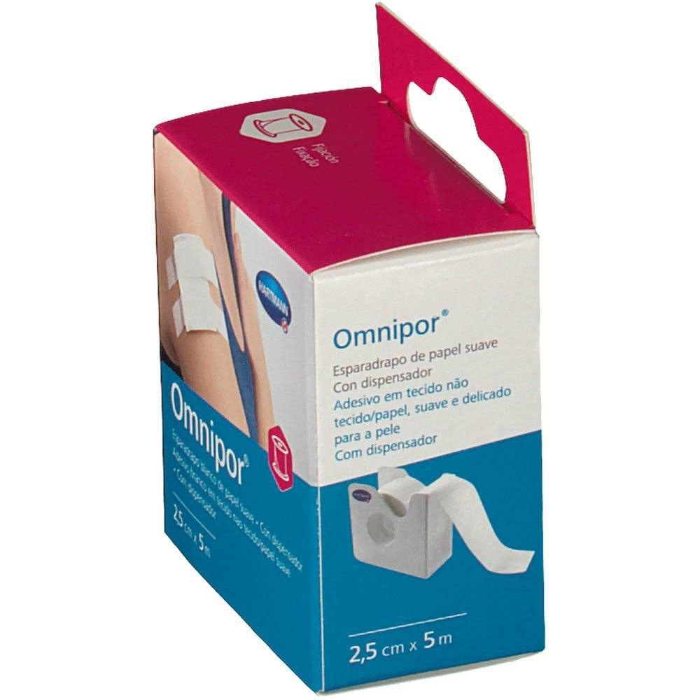 omnipor esparadrapo de papel blanco 25 cm x 5 m con dispensador