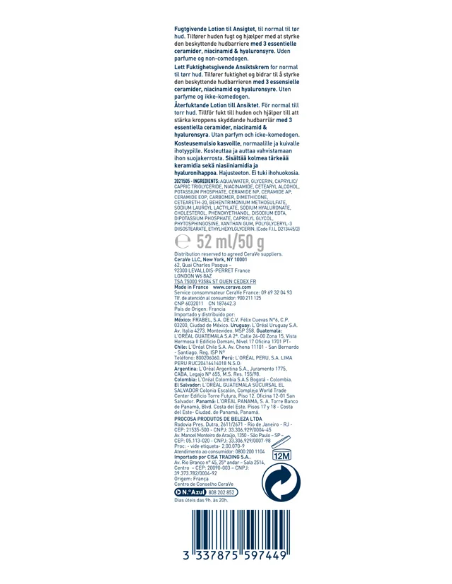 CERAVE LOCION HIDRATANTE DE ROSTRO PIEL NORMAL