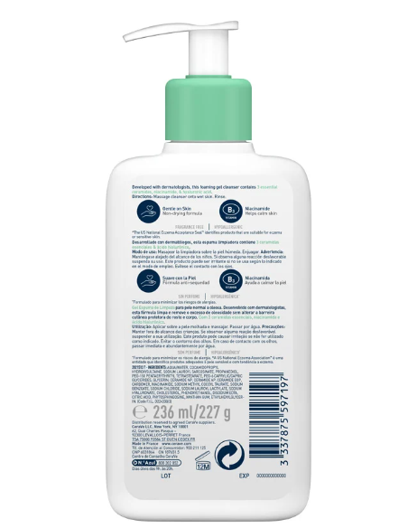 CERAVE GEL LIMPIA ESPUMO 236ML