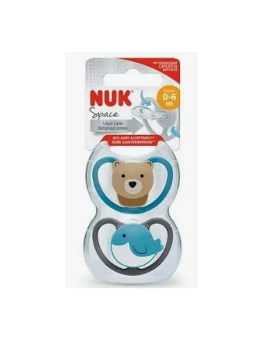 CHUPETE SILICONA NUK SPACE 0 - 6 MESES 2 UNIDADE