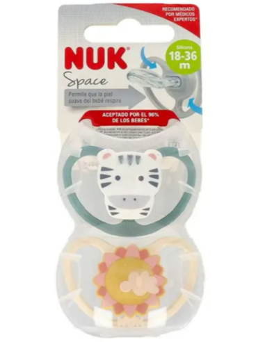CHUPETE SILICONA NUK SPACE 18 - 36 MESES 2 UNIDA